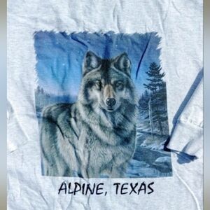 Vtg 1990s Wolf Print Air Waves Murina Made in USA Long Sleeve T-Shirt Size (M)